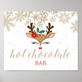 Poster Bar de Chocolate Quente de Natal Dourado