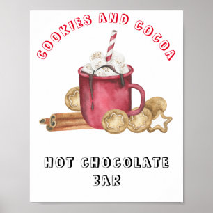 Poster Bar de chocolate quente para chá de bebê com cooki