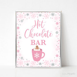 Poster Bar de chocolate quente Sinal de flocos de neve co