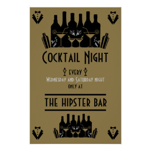Pôster Bar de Coquetéis Noturnos