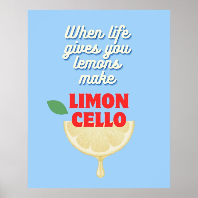 Poster Bar de Cozinha de Limoncello Italiano Moderno Azul (Frente)