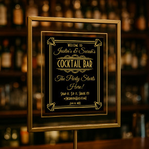 Poster BAR de Deco da ART - Cocktail, sinal Gatsby Party