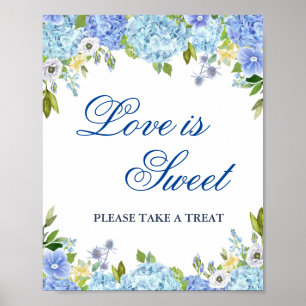 Poster Bar de Deserto de Casamento de Hydrangea Greenery