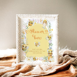 Poster Bar de Flor de Abelhas com Aquarela