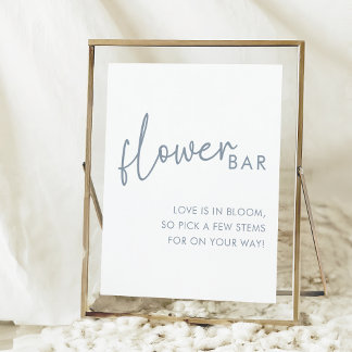 Poster Bar de Flor de Chá de panela Simples Dusty Blue &