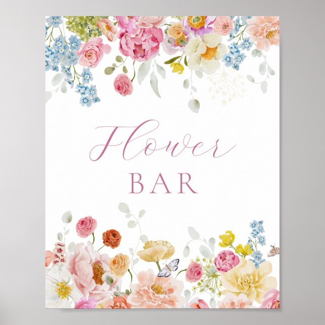 Poster Bar de Flores bonito Brilhante (Frente)