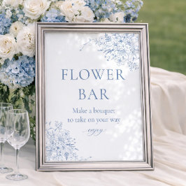 Poster Bar de Flores para Chá de Noiva com Algo Azul
