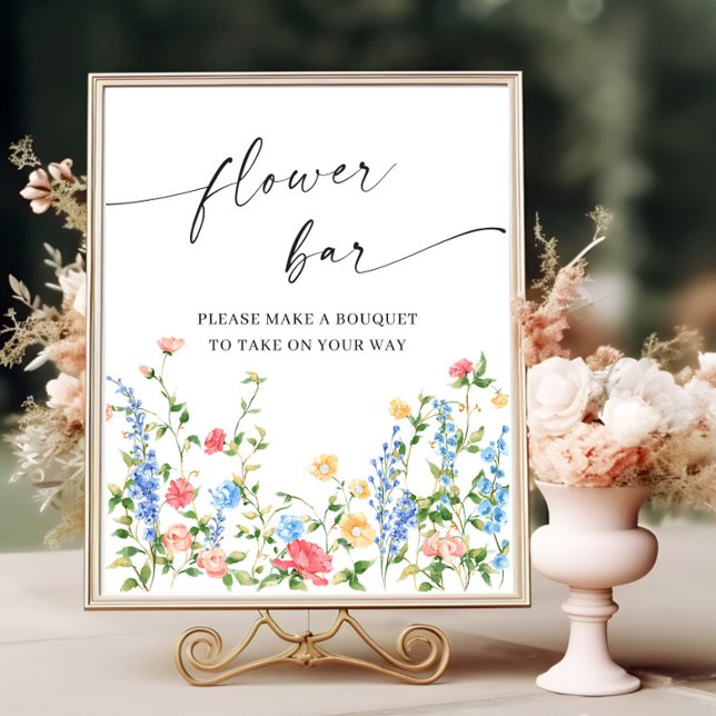 Poster Bar de flores silvestres da Boêmia Rosa Pastel (Criador carregado)