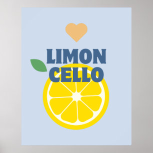 Poster Bar de Limões Limoncello, Azul Moderno, Italiano