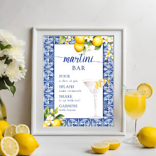 Poster Bar de Martini do Chá de Noiva Main Squeeze Lemons