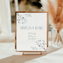 Poster Bar de Mimosa Botânica Floral Blue Winter