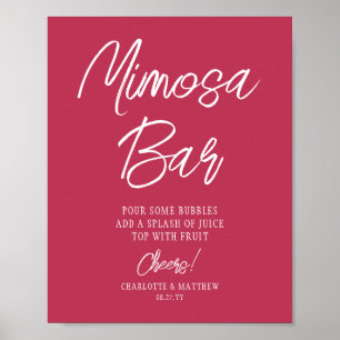 Poster Bar de Mimosa Brindes Moderno Script Viva Magenta
