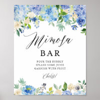 Bar de Mimosa com Hortênsia em Aquarela Azul para 