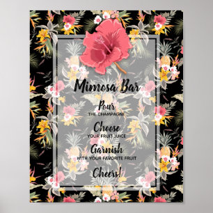 Poster Bar de Mimosa de Flor Tropical de Ananás para Chá 