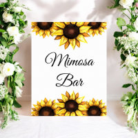 Bar de Mimosa de Girassol Amarelo e Branco Floral 