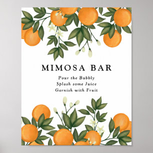 Poster Bar de Mimosa de Laranja Botânica de Verão Fresco