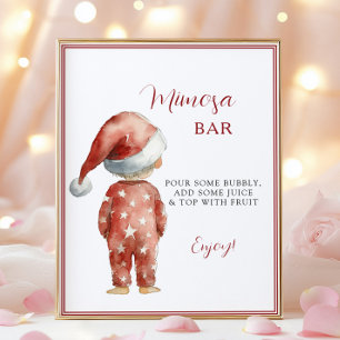Poster Bar de Mimosa de Natal Santa Baby Shower