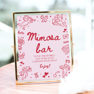 Poster Bar de Mimosa de São Valentim Moderno Desenhado à