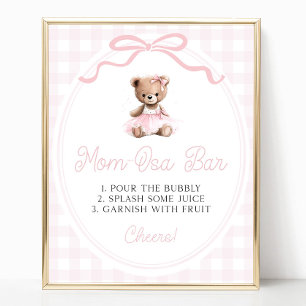 Poster Bar de Mimosa para Chá de Bebê com Ursinho de Tutu