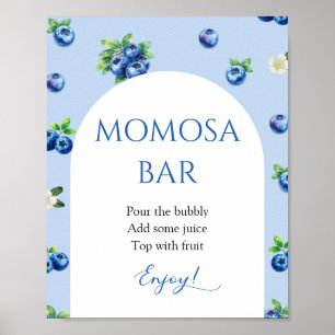 Poster Bar de Mimosa para Chá de Bebê da Blueberry