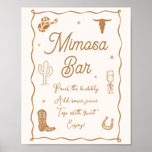 Poster Bar de Mimosa para Chá de Noiva Boots e Bolhas