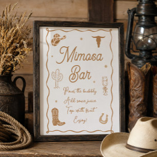 Poster Bar de Mimosa para Chá de Noiva Boots e Bolhas