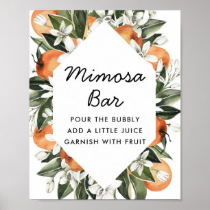 Poster Bar de Mimosa para Chá de Noiva com Citros