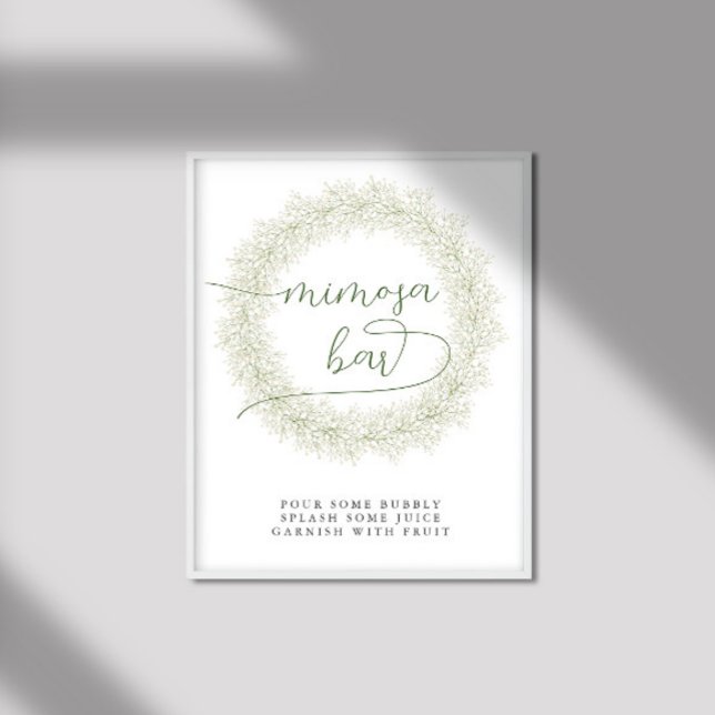 Poster Bar de Mimosa para Chá de Noiva com Flores Brancas (Criador carregado)
