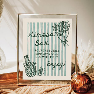 Poster Bar de Mimosa para Chá de Noiva Desenhado à Mão Of