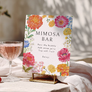 Poster Bar de Mimosa para Chá de Noiva no Jardim Floral C