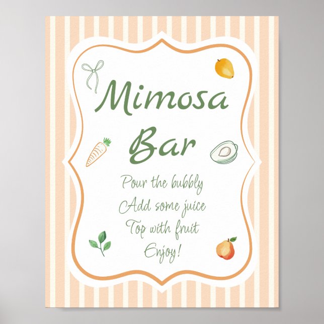 Poster Bar de Mimosa para Chá de Noiva no Mercado dos Pro (Frente)