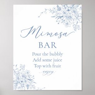 Poster Bar de Mimosa para Chá de Noiva Something Blue