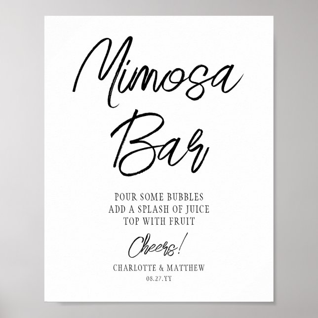 Poster Bar de Mimosa Parabéns Moderno Letra Manuscrita Pr (Frente)
