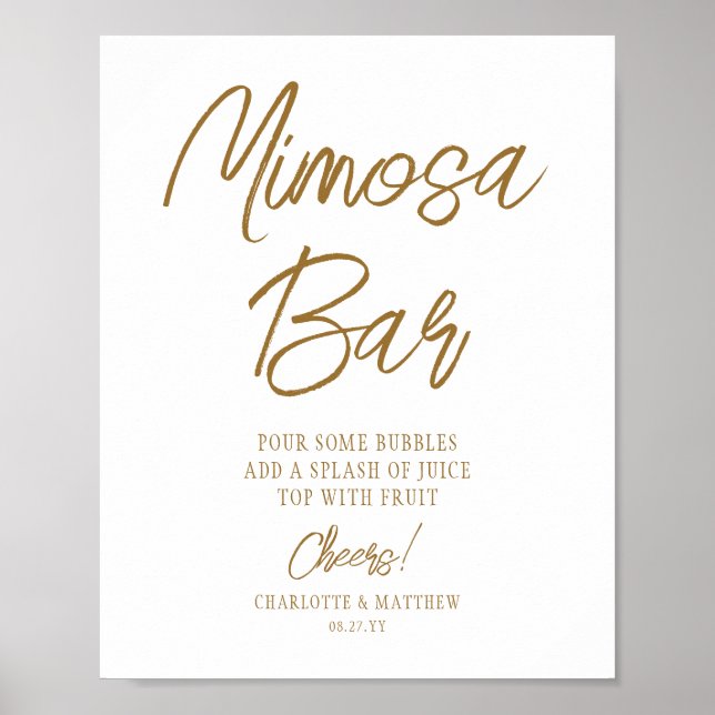 Poster Bar de Mimosa Parabéns Moderno Script Dourado Manu (Frente)