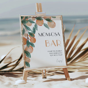 Poster Bar de Momosa de Tangerina para Chá de Bebê