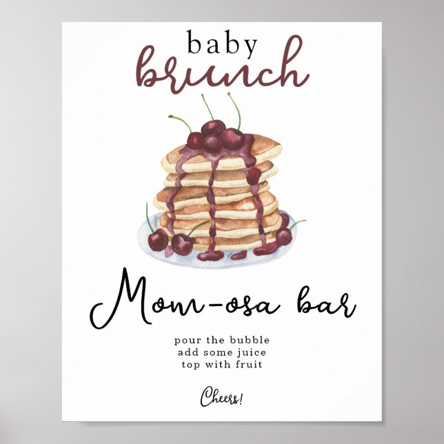 Poster Bar de Momosa para chá de bebê de panquecas (Frente)