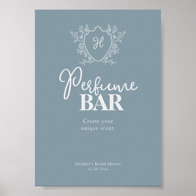 Poster Bar de Perfume Vintage Crest Azul (Frente)