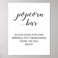 Bar de Pipoca Elegante Casamento Script Preto Bran