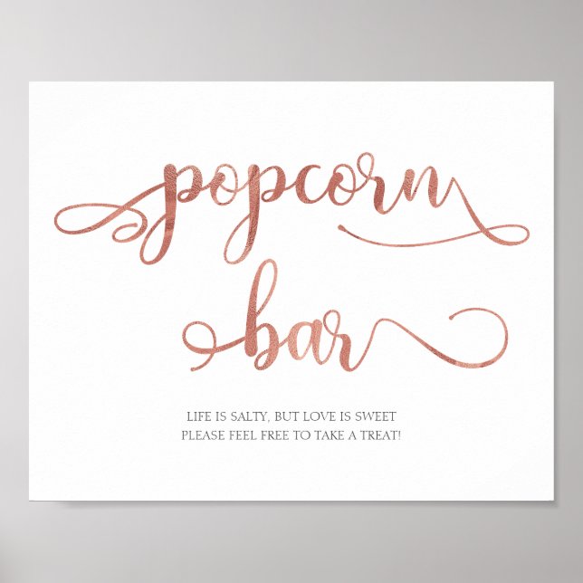Poster Bar de pipoca | Símbolo de Casamento Popular Branc (Frente)