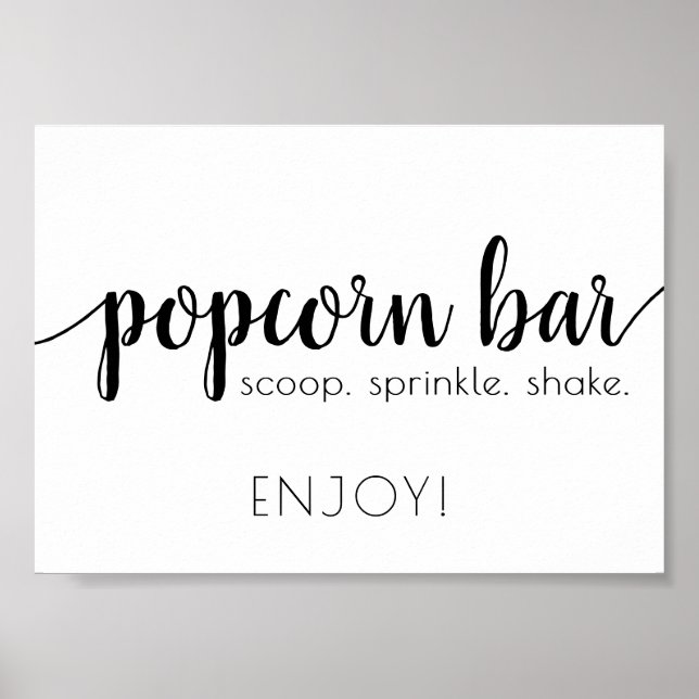 Poster Bar de pipoca simples | Script Preto Qualquer Sina (Frente)