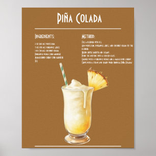 Poster Bar de Receita Tropical Piña Colada