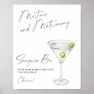 Poster Bar de sangria para chá de noiva Dry Martini