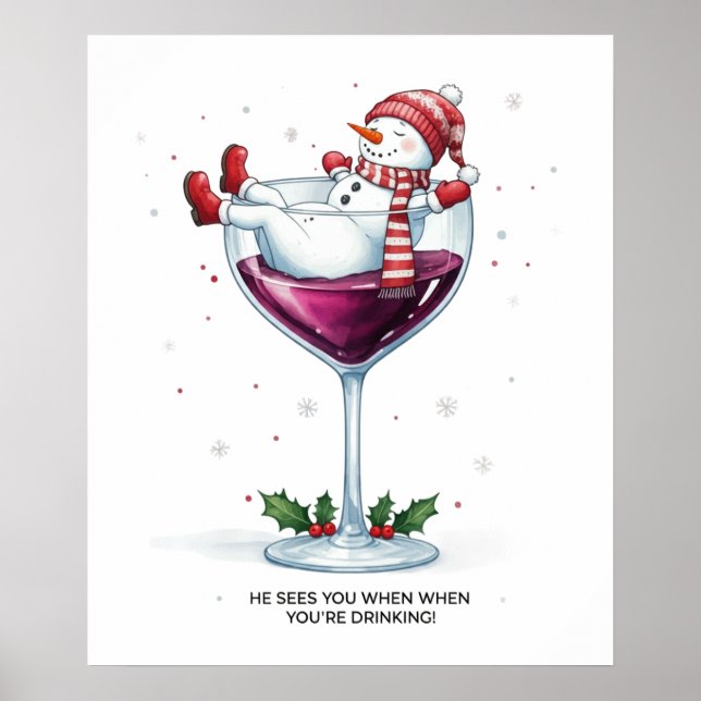 Poster Bar de snowman - salão de salão de Natal - vinho d (Frente)