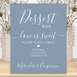 Poster Bar de Sobremesas Casamento Amor Doce Azul Poeiren
