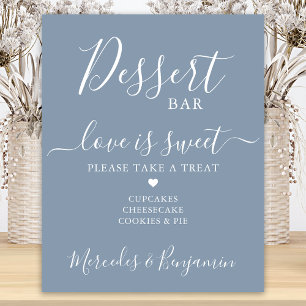 Poster Bar de Sobremesas de Casamento Amor Doce Azul Poei