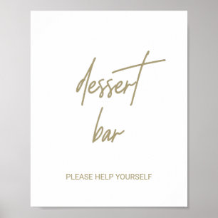 Poster Bar de Sobremesas de Casamento com Caligrafia Dour