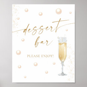Poster Bar de Sobremesas Pérolas e Prosecco para Chá de N