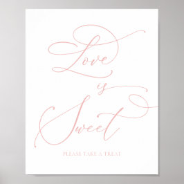 Poster Bar de Sobremesas Rosa Champanhe Blush Amor é Doce