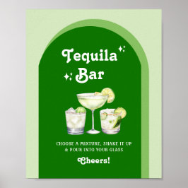 Poster Bar de Tequila Retro Citrino Verde Lima