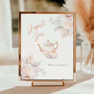Poster Bar do deserto do Pastel Blooms Bridal Tea Party
